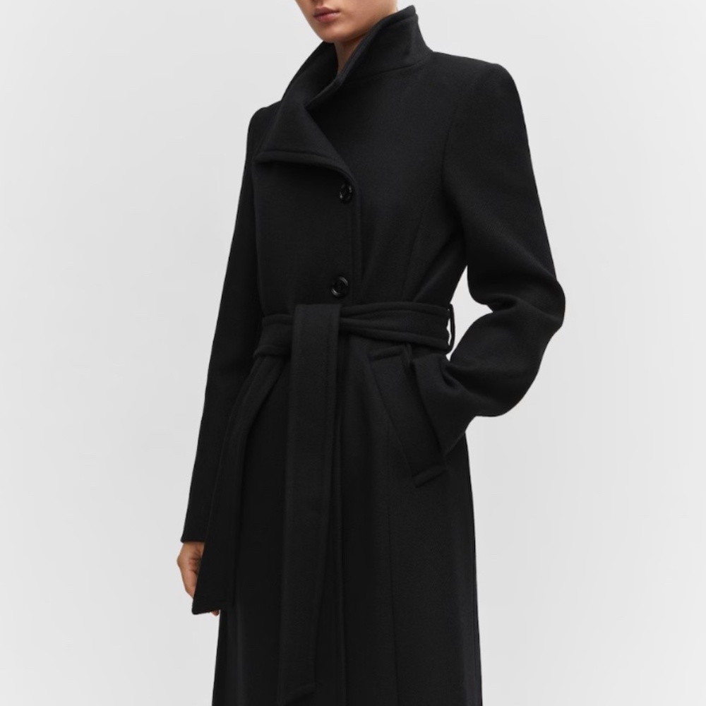 BELTED MANTECO WOOL COAT - MANGO